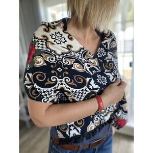 BYBLOS Italy Rayon scarf in Classic Roman pattern 13x56”